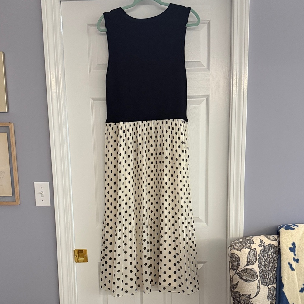 Chic Black and White Polka Dot Midi Dress - Picture 5 of 5